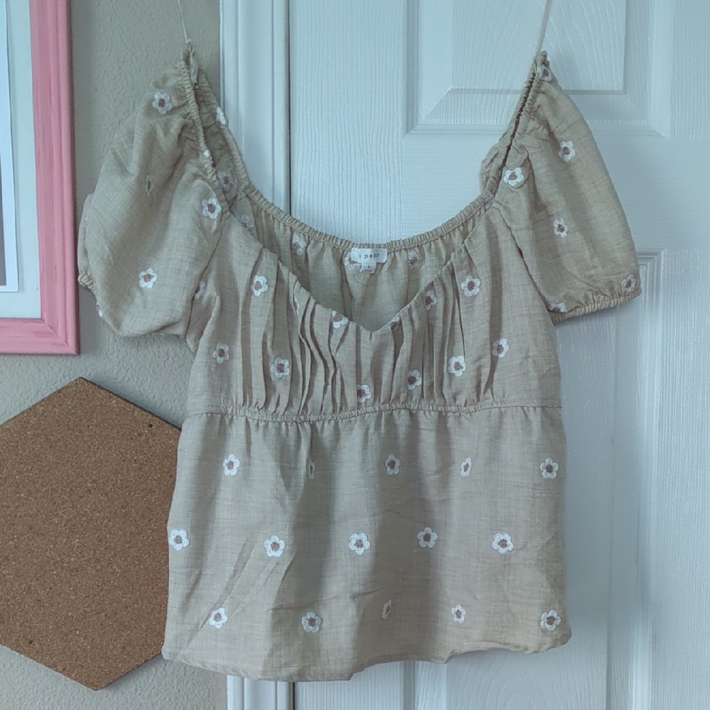 Beige Floral Top